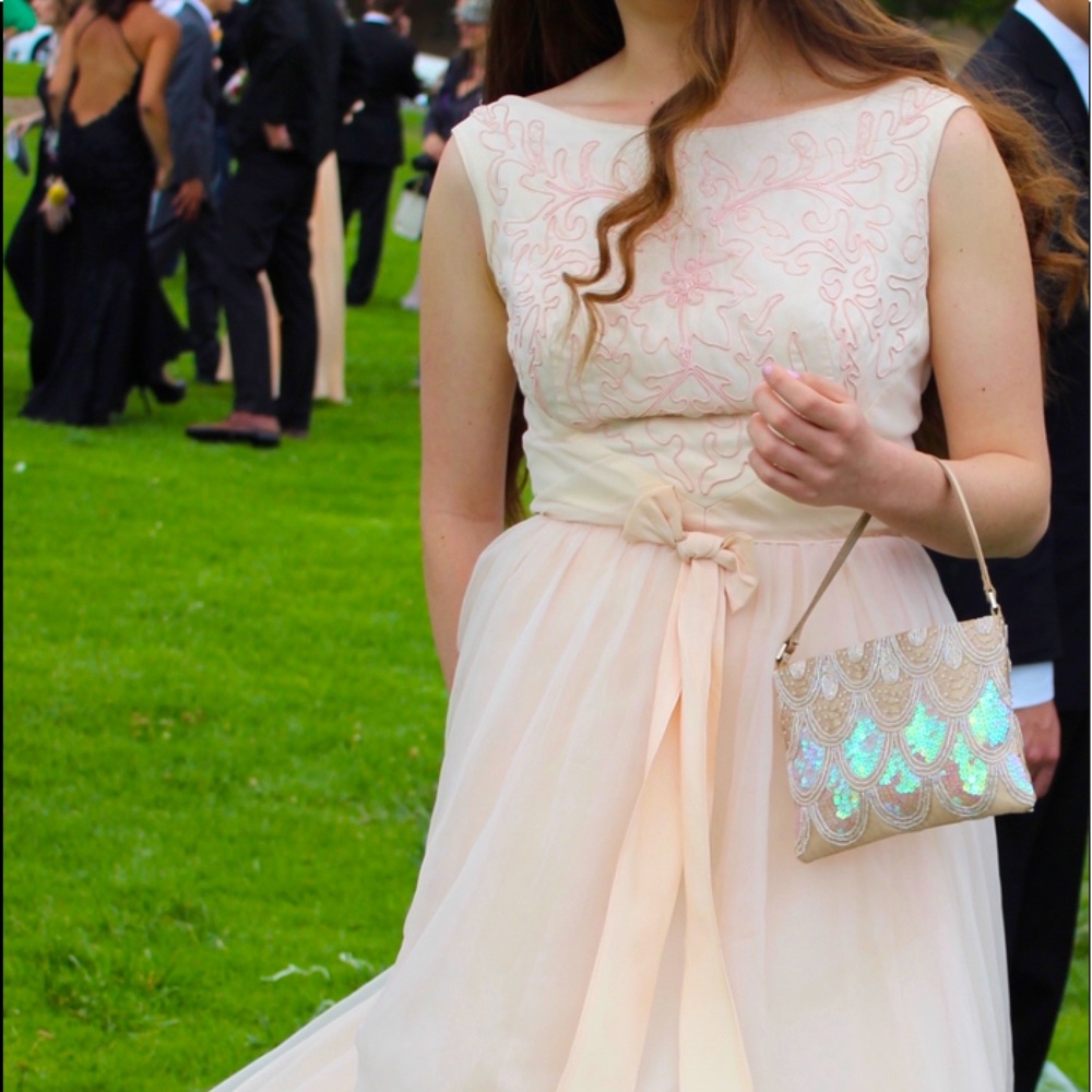 VINTAGE Pink Prom Dress/ Back Zipper